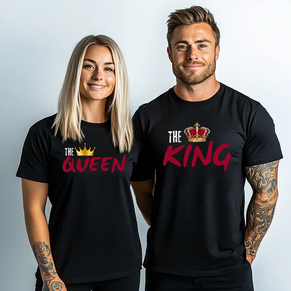 Два броя тениски за Мъж и Жена The King and The Queen Black