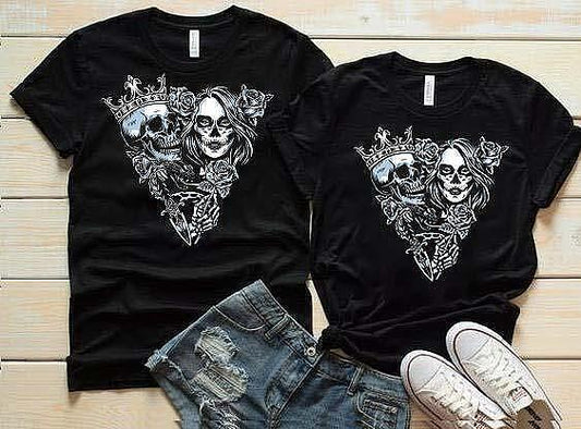 Тениски за двойки Skull Couple