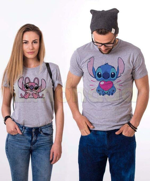 Тениски за двойки Stitch and Angel