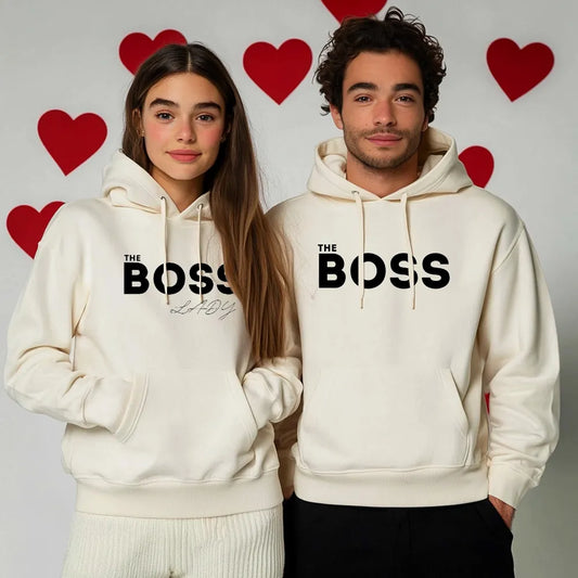 Два броя УНИСЕКС Суичъри Мръсно Бял The Boss/The Boss Lady