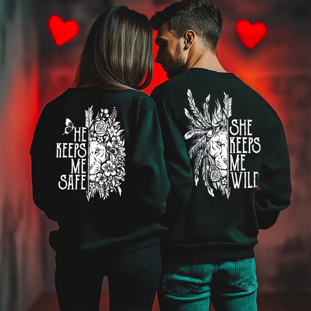 Унисекс Ватирани Блузи за Двойки Safe / Wild